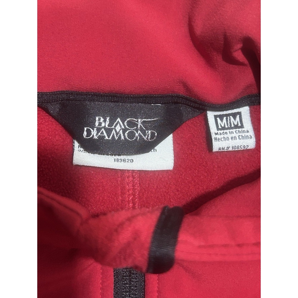 Black Diamond Jacket Mens Medium Red Black Softshell Fleece Lined Coat 5 Pockets - Picture 5 of 10